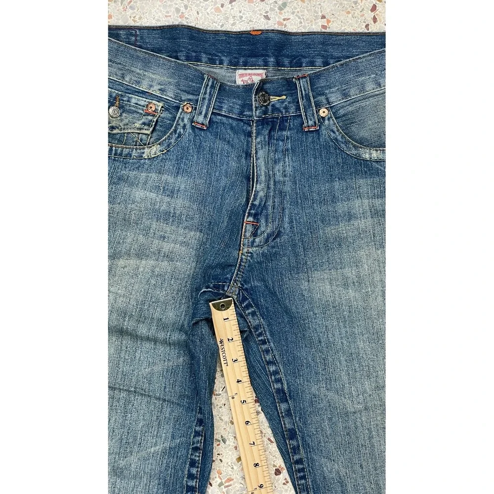 True Religion‎ Joey Vtg Rare Y2K Men's Embroidered Peace Sign Jeans Size 39x30